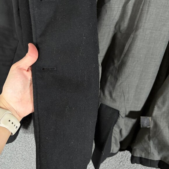 John Varvatos USA Wool Blend Hooded Peacoat Jacket - Men's Size L - Black - Picture 9 of 15